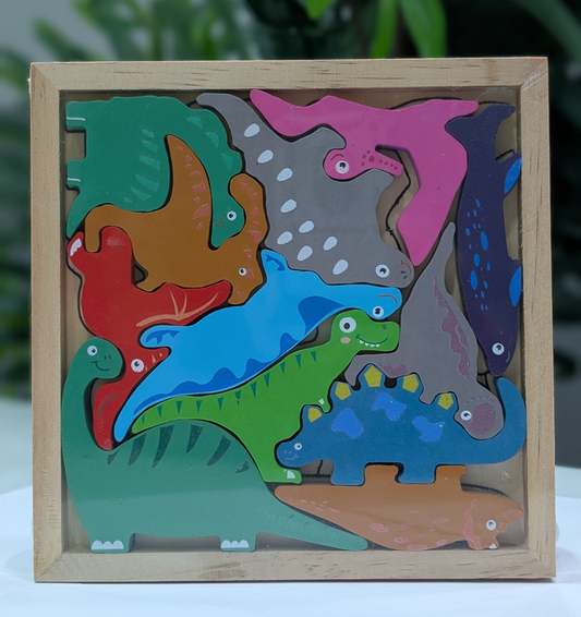 Wooden Tray 3D Shape Puzzle - Multi Shapes & Colors