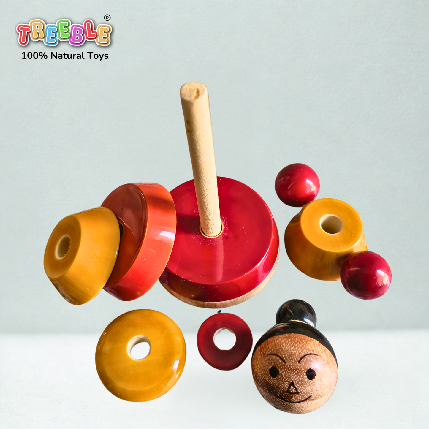 Treeble Wooden Lady Mini Stacker Toy for Babies 0-24 Months