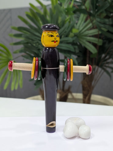 Wooden Rattle - Whistle and Rings