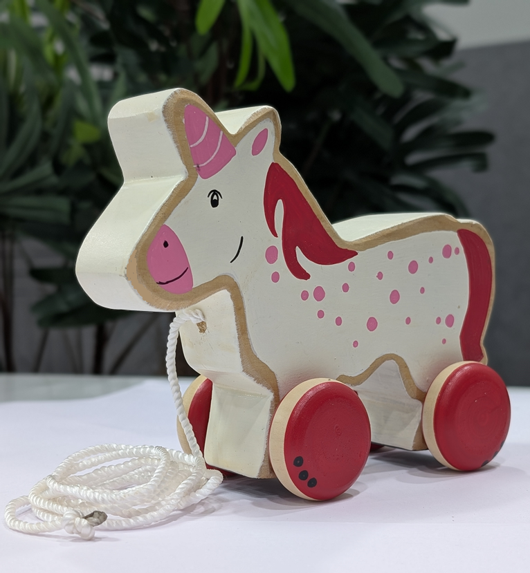Wooden Pull Along Toy - Unicorn