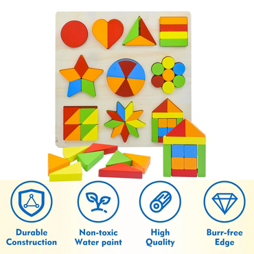 Wooden Shape Puzzle – Multi Shapes & Colors