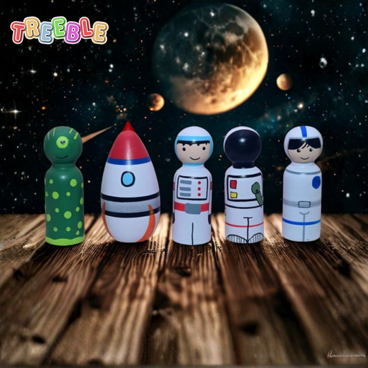 Wooden Space Peg Dolls Set