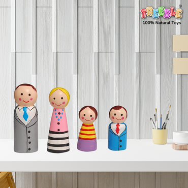 Wooden Peg Doll Family Set 2