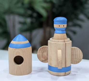 Wooden Rocket Toy With Peg Doll