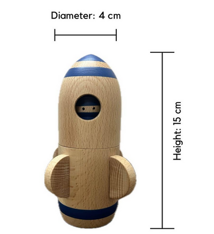 Wooden Rocket Toy With Peg Doll