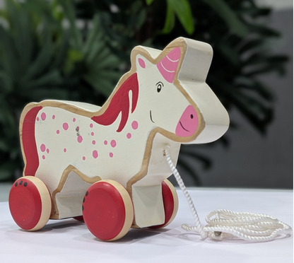 Wooden Pull Along Toy - Unicorn