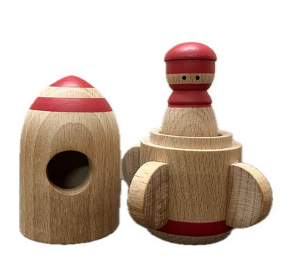 Wooden Rocket Toy With Peg Doll