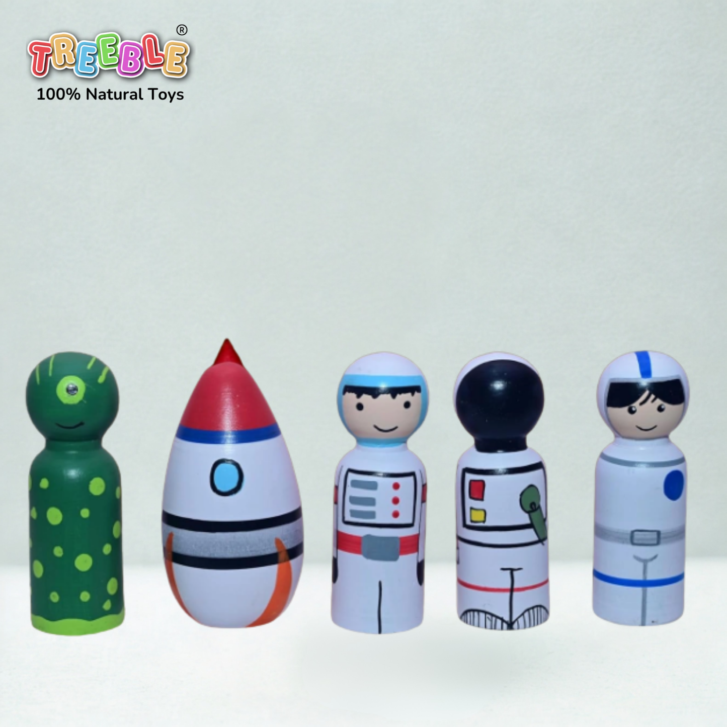 Wooden Space Peg Dolls Set