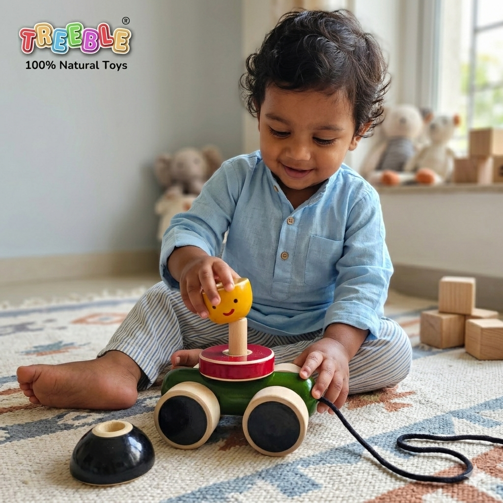 Treeble Wooden Car with Stacking Blocks