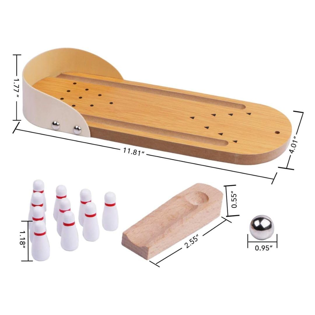 Wooden Mini Desktop Bowling Game Toy Set (Pack of 1) – Fun Indoor Game for Kids (Ages 3+) & Family